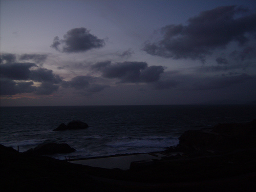 Dusk and clouds over the Pacific Ocean