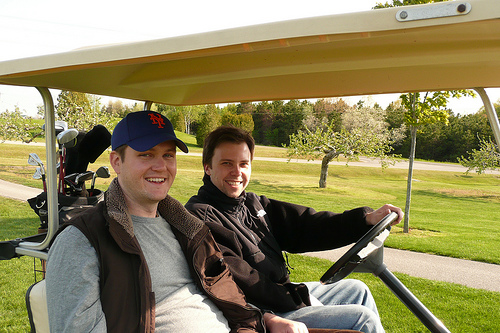 Dan and Rob on the golf cart