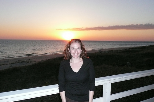 sunset over Lake Michigan with Jessica