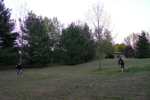 Rob and Jim playing baseball