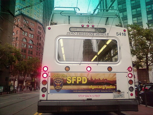 SFPD is hiring sign on MUNI bus