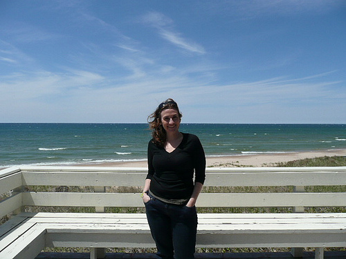 Jessica on the beach house deck