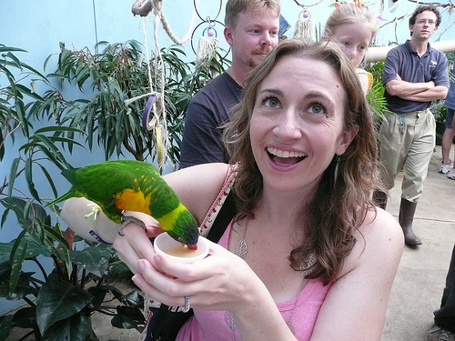 Jessica with a lorakeet