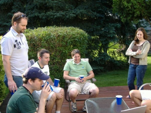 Dan, Tony, Andy, and Heidi at the barbeque, 7/4/2008